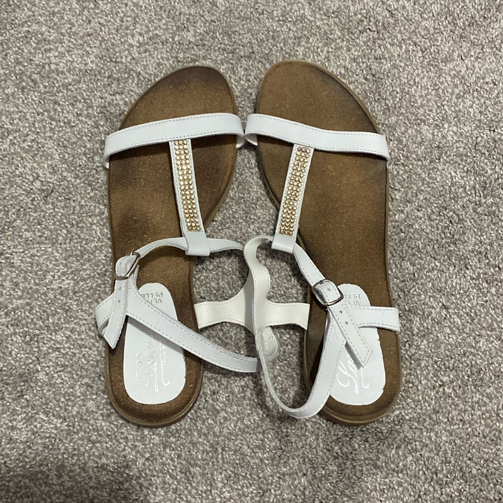 White rhinestone sandals size 9
